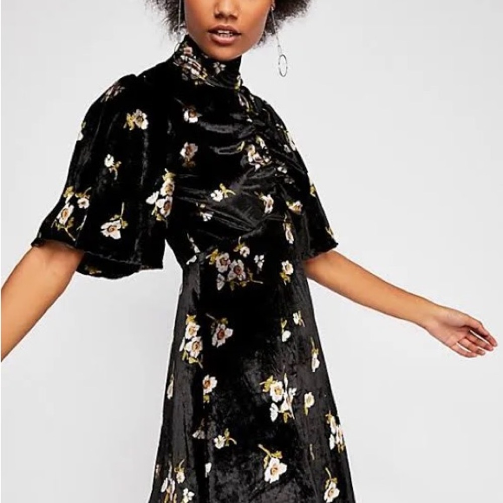 Free People Be My Baby Velvet Floral Mini Dress